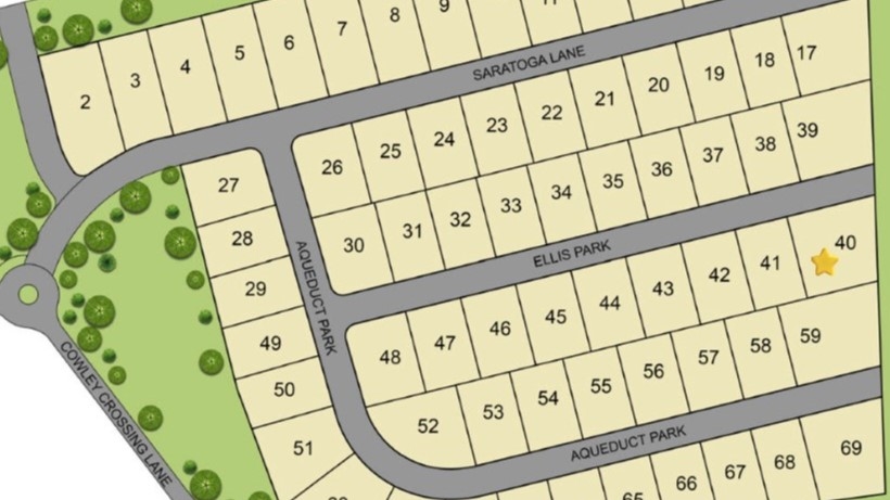 Site layout. Home is on lot #40.