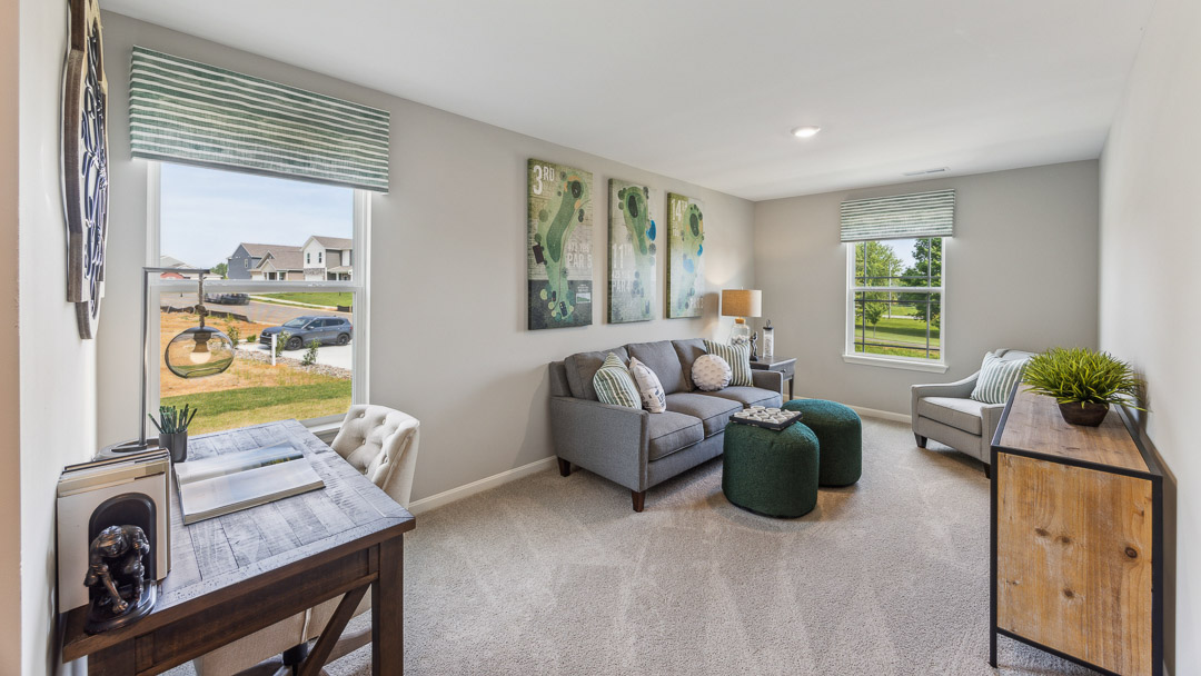 Second floor loft decorated as an additional living area.