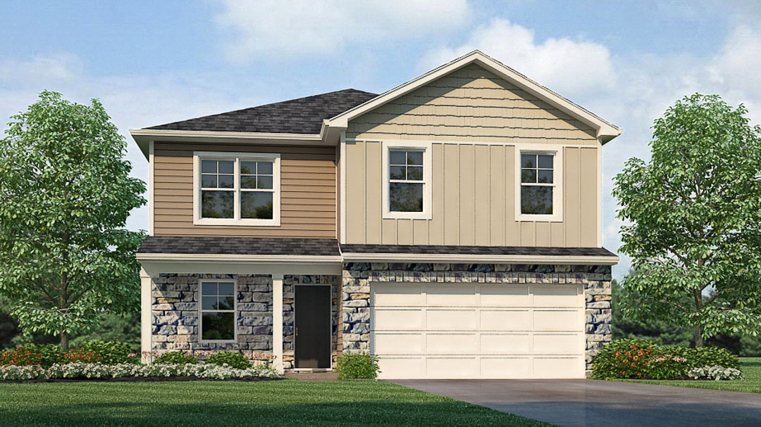 Rendering of 2 story Bellamy D4 floorplan.