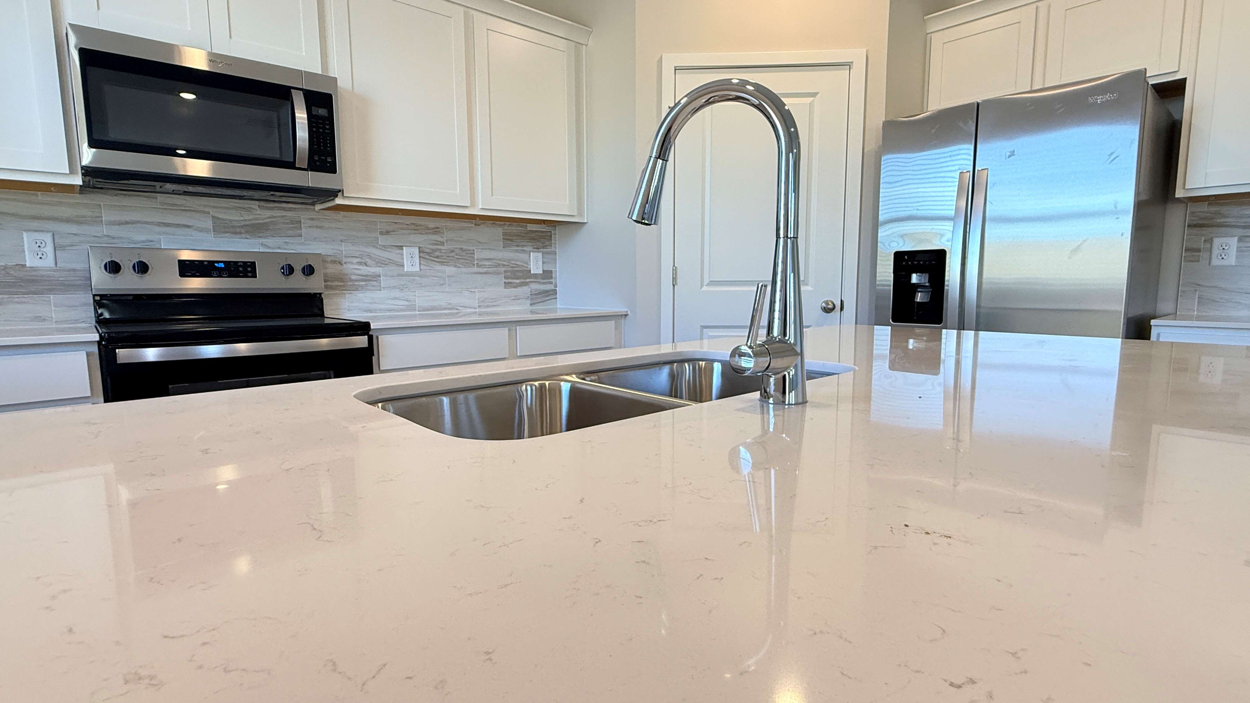 Quartz kitchen countertops.