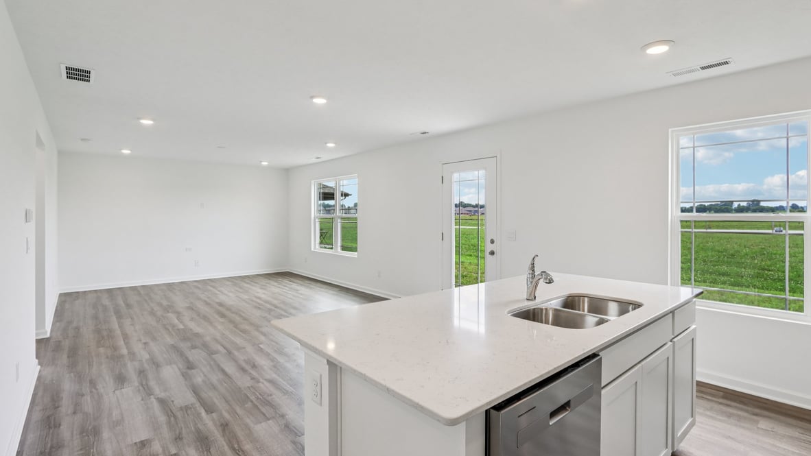 open concept living and dining