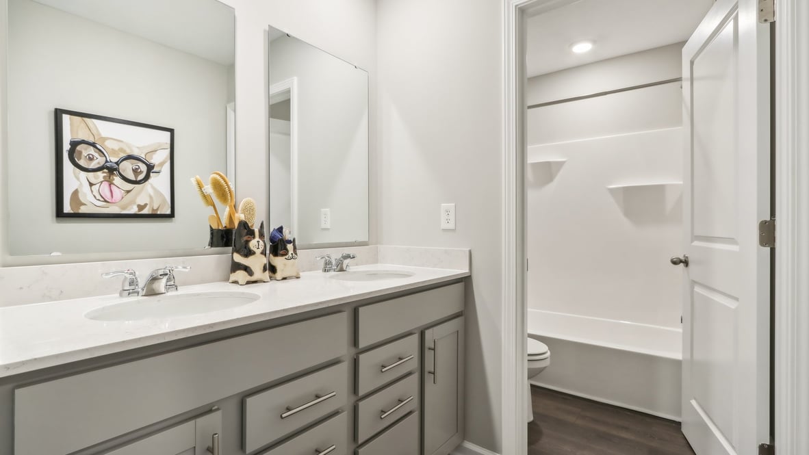 bathroom with dual vanity