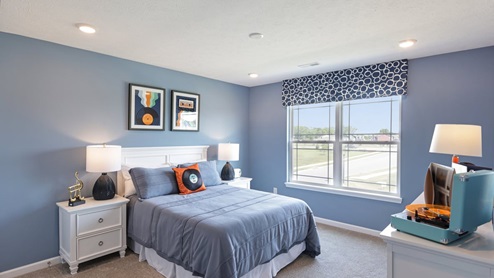 Interior bedroom with large window