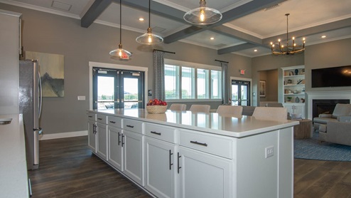 kitchen island in clubhouse