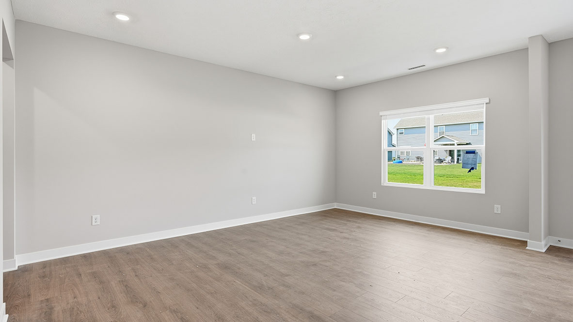 great room with windows