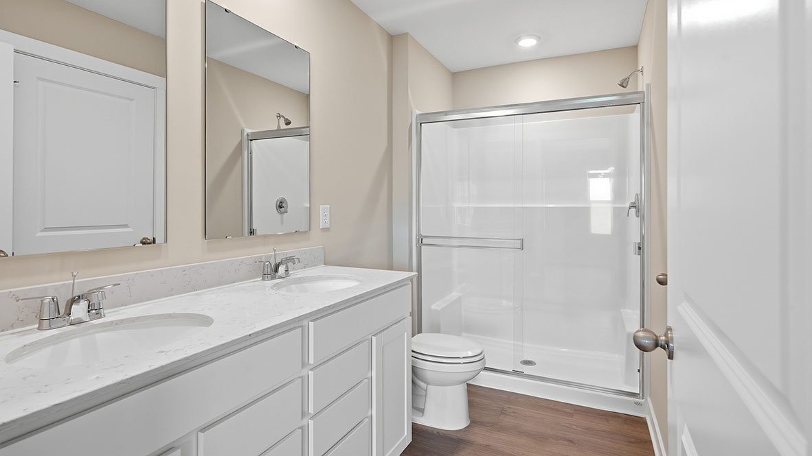 primary bathroom with two sinks