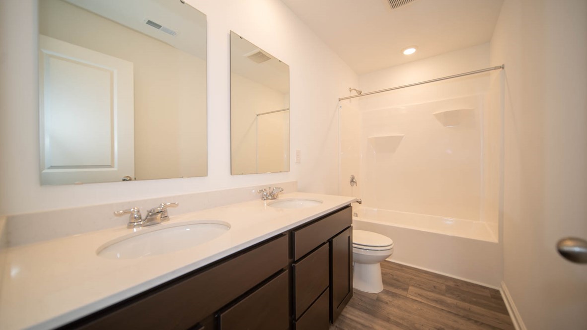 bathroom with dual vanity