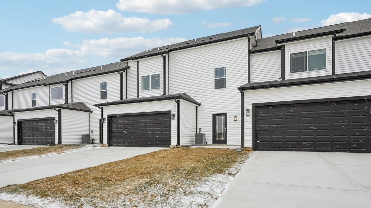 rear exterior view of the townhome