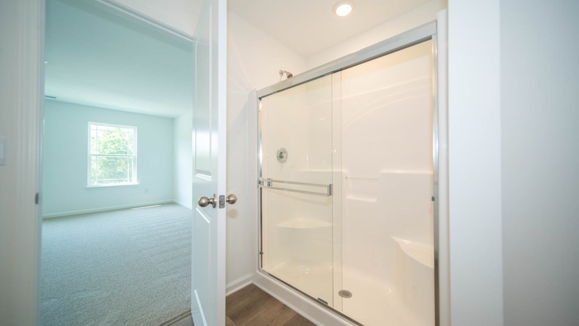 primary bathroom with walk-in shower