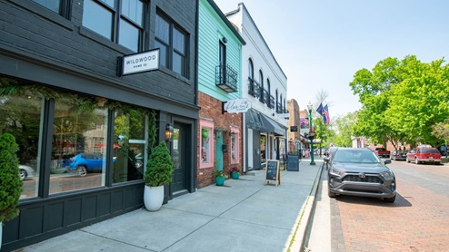 downtown Zionsville, neighboring town