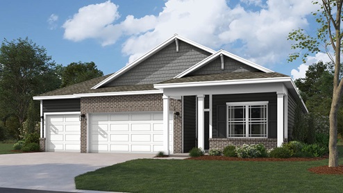 Fairfax with 3 car garage and front porch, rendering