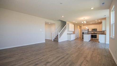 great room with laminate flooring