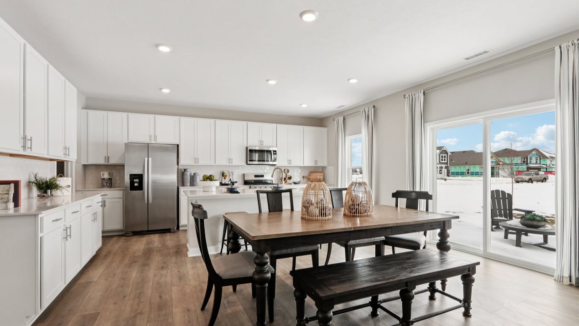 dining in between kitchen and great room
