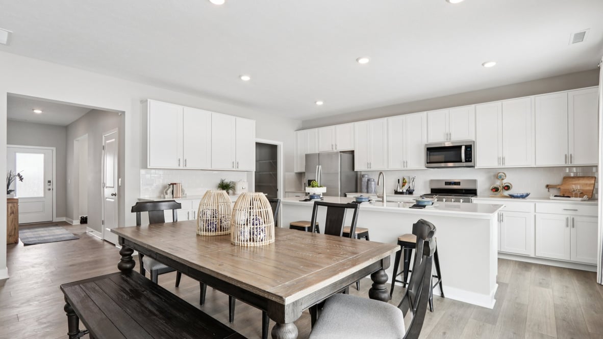 dining in between kitchen and great room