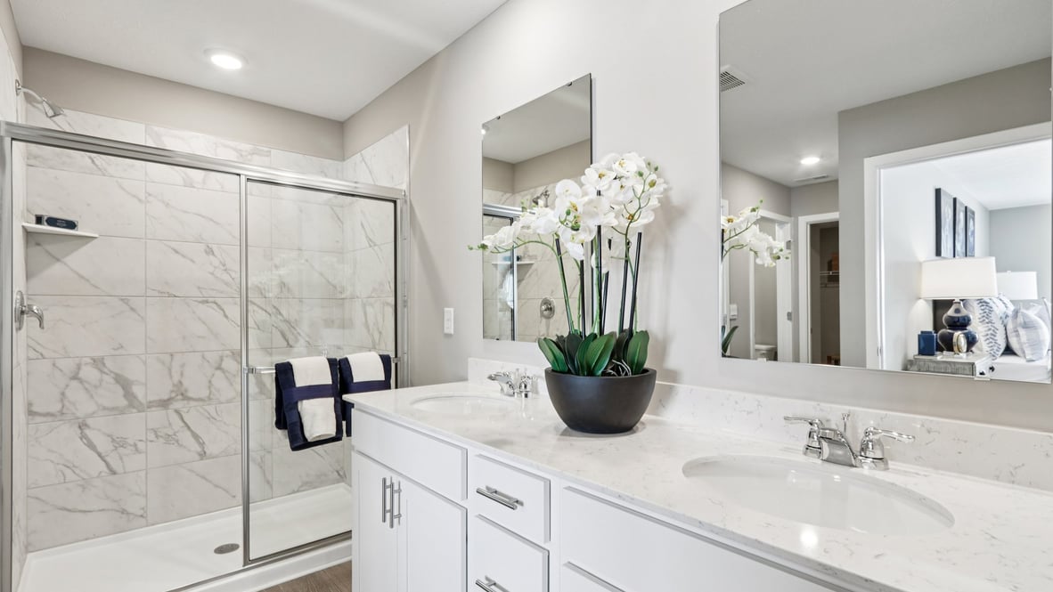 primary bathroom with walk-in shower