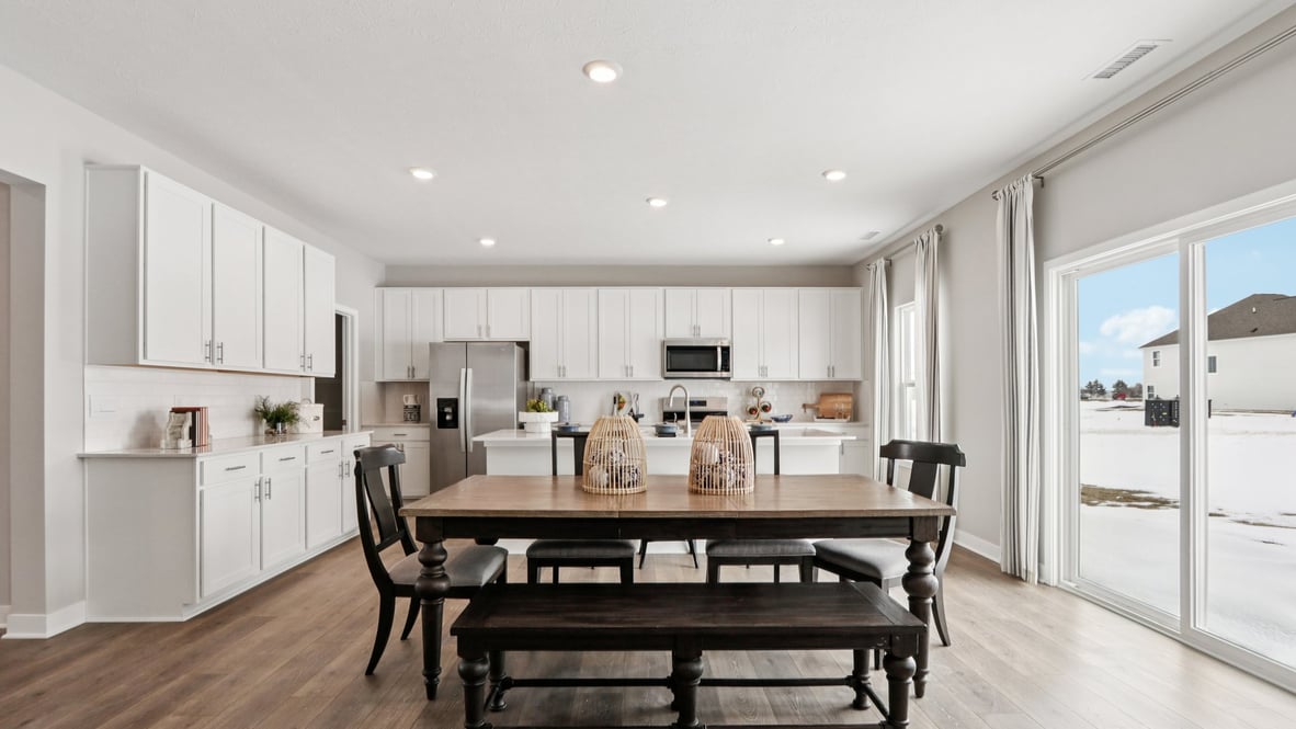 dining in between kitchen and great room