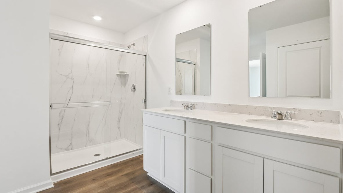 primary bathroom with walk-in shower