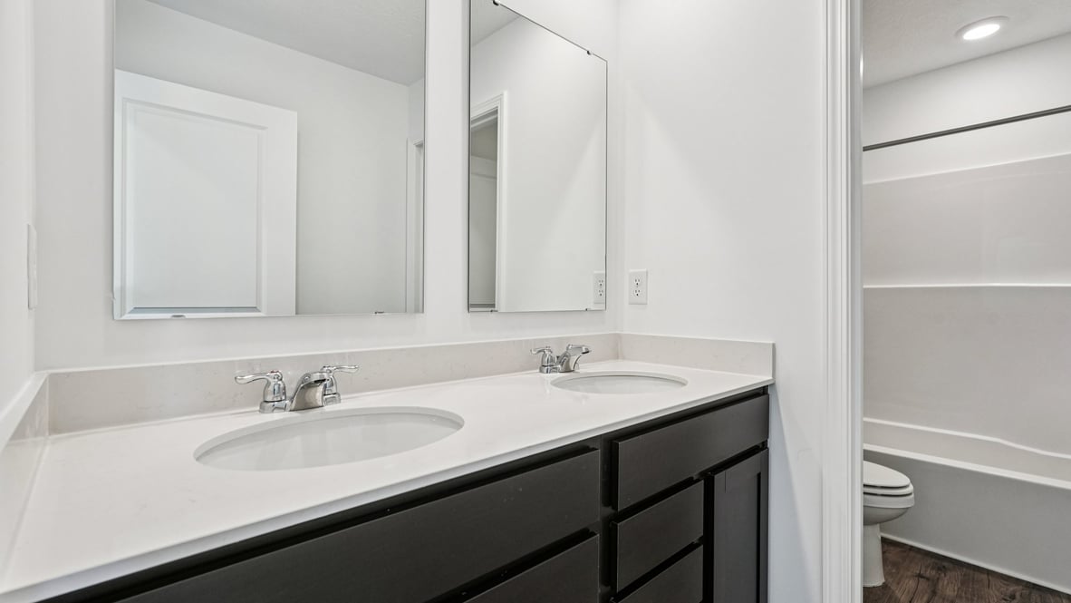 bathroom with dual vanity