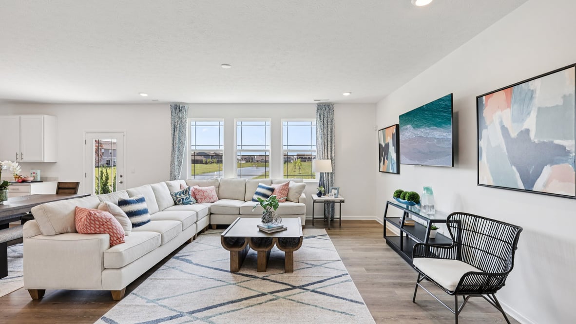 great room with large windows