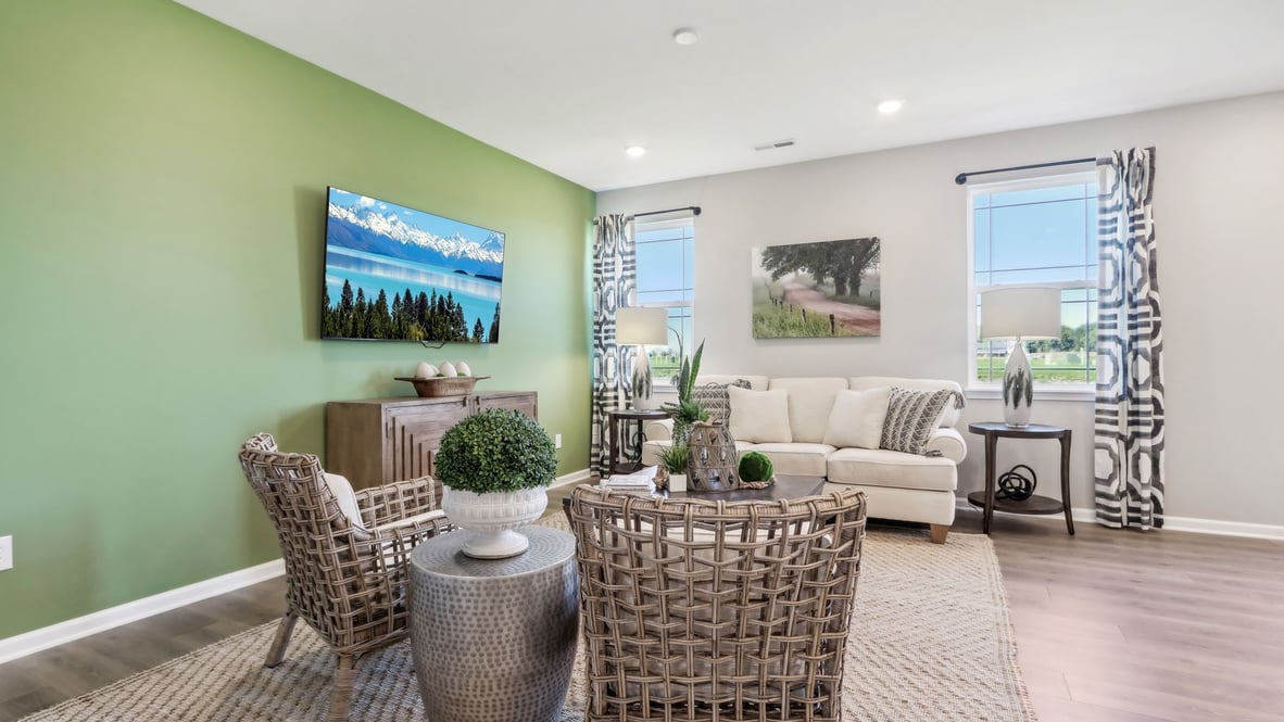 green accent wall in great room