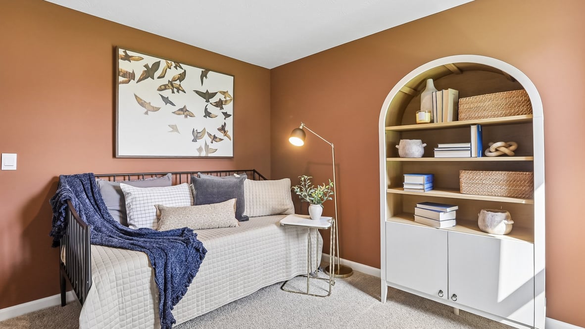 bedroom with orange walls