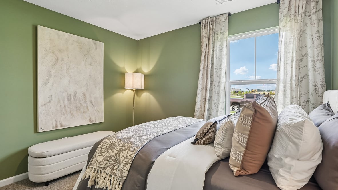 bedroom with green walls