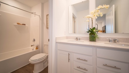 bathroom with shower and tub combo