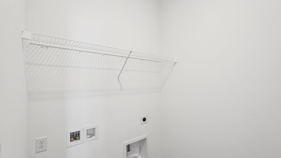 Utility laundry room with washer and dryer included and storage space Parkview Village