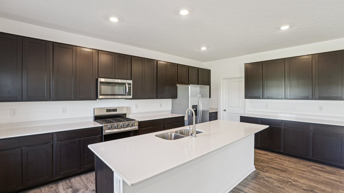 kitchen with stained cabinets