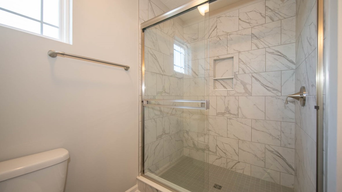 primary bathroom with walk-in shower