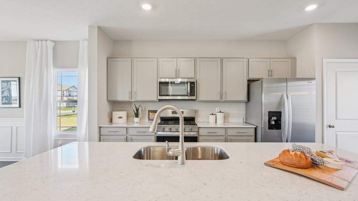 large kitchen island with double bowl sink