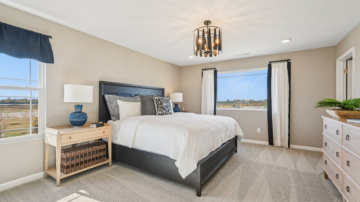 primary bedroom with king bed