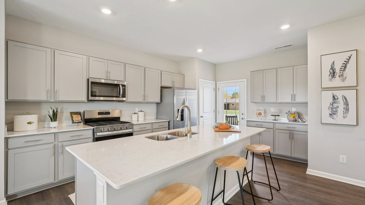 kitchen with white cabinets