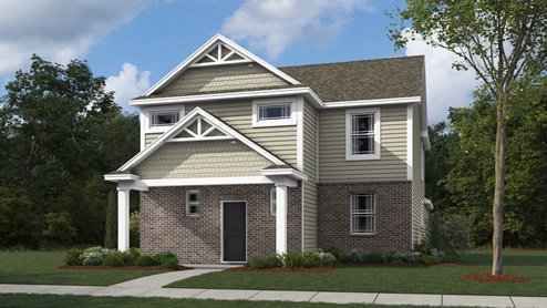 Winston Cottage plan B rendering with tan siding