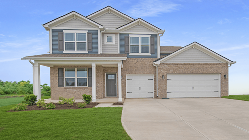 two story Dayton exterior with front porch and 3 car garage