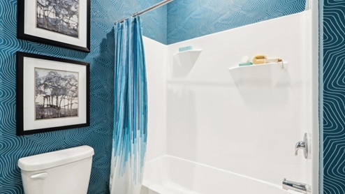 hall bathroom with tub shower