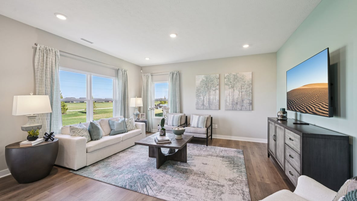 great room with large windows