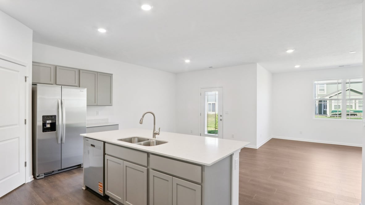 great room view of the kitchen