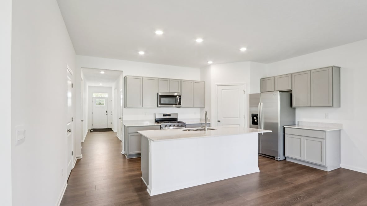 kitchen with white cabinets