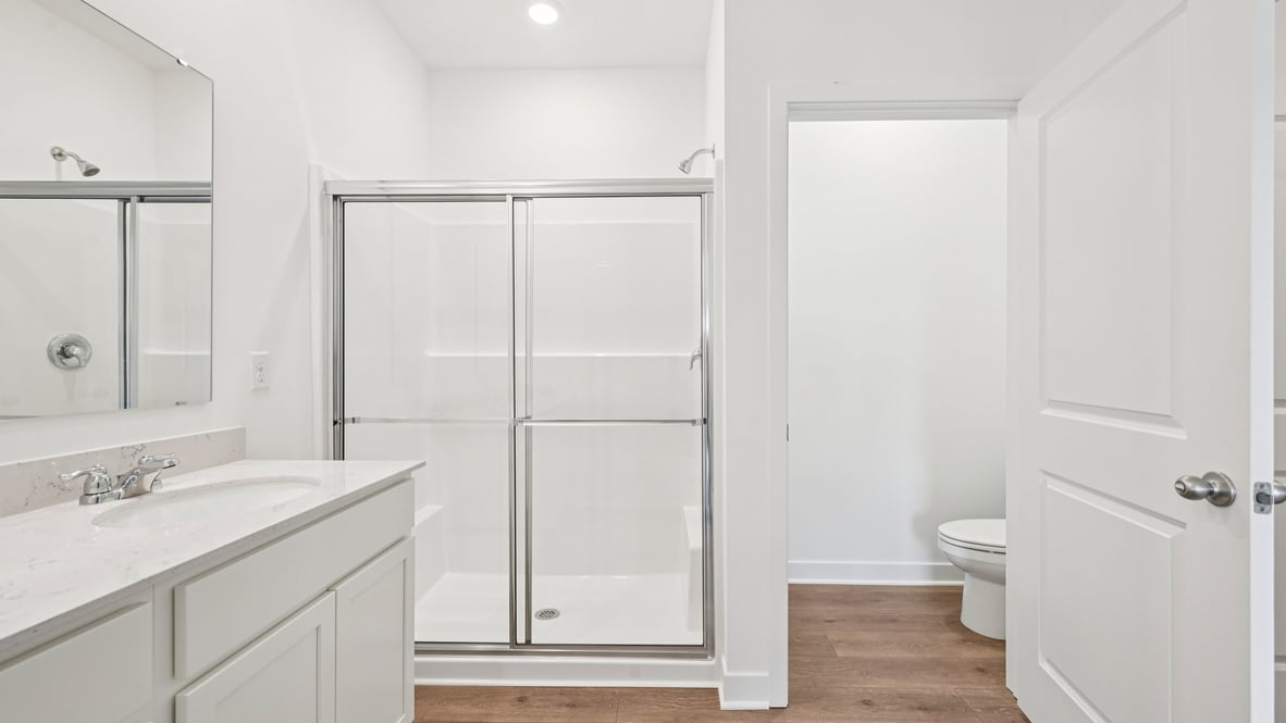 primary bathroom with walk-in shower