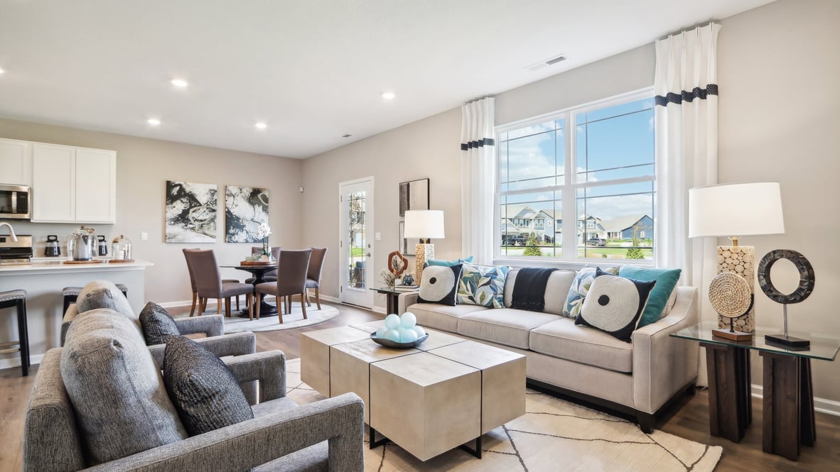 great room with large windows