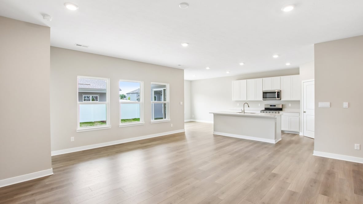 open concept kitchen and living space