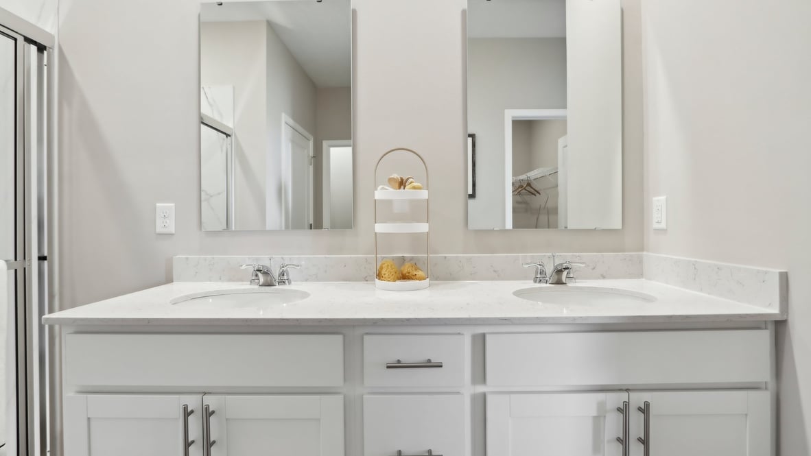 primary bathroom with double vanity