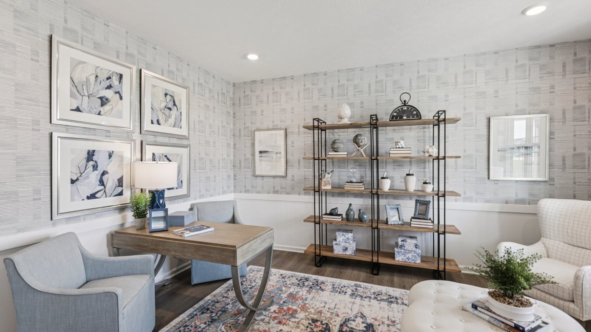 home office to the right of the entrance