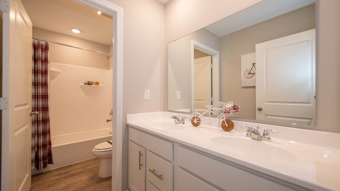 bathroom with dual vanity