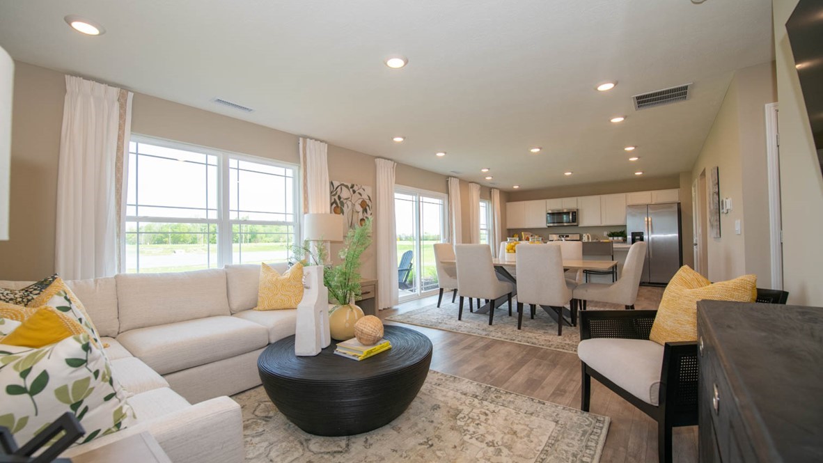 great room with large windows