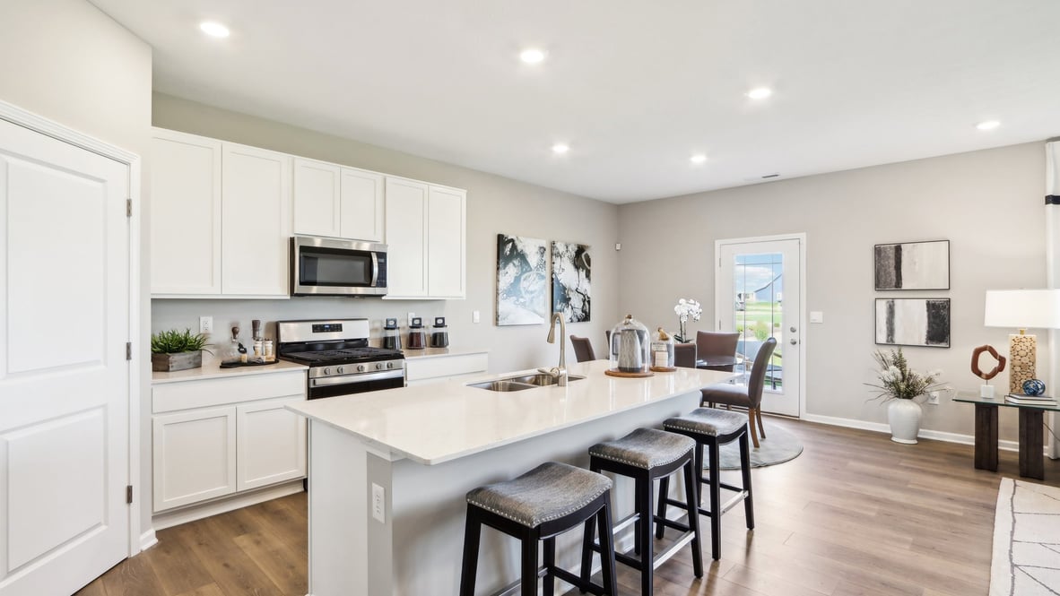 kitchen with white cabinets