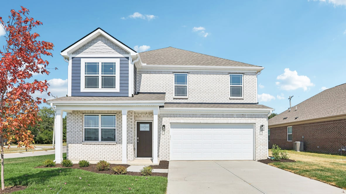 new two story home exterior in Center Grove Schools