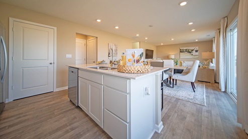 kitchen with white cabinets