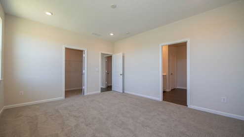 The primary bedroom includes a large walk in closet